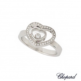 Chopard 18k White Gold Happy Diamond Heart Ring 82/7691